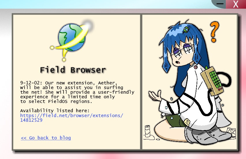 This is concept art for a game I was developing long ago. A web browser with a helpful assistant!